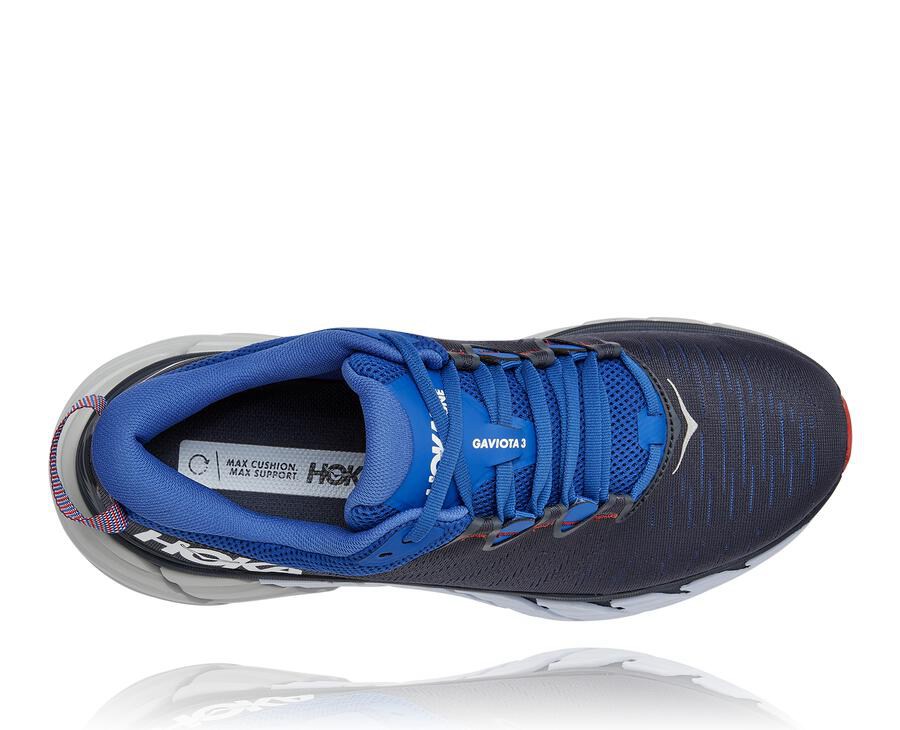 Hoka One One Running Shoes Mens Black/Blue - Gaviota 3 - 34791TRUN